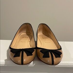 Christian Louboutin Beige Flats with Black Bow